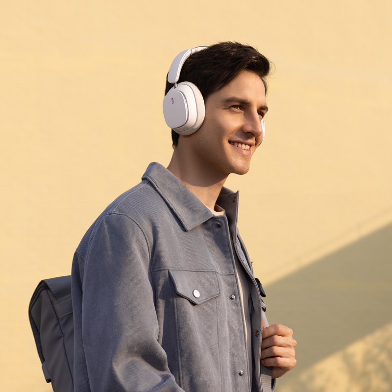 Бездротові накладні навушники Baseus Bowie H1 Pro Noise-Cancellation Wireless Headphones Moon White (A00050601213-00)