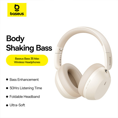 Бездротові накладні навушники Baseus Bass 35 Max Wireless Headphones Stellar White (A00070800221-00)