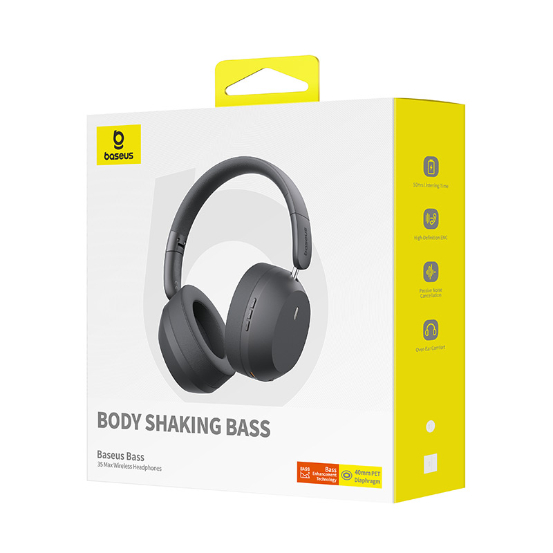 Бездротові накладні навушники Baseus Bass 35 Max Wireless Headphones Twilight Grey (A00070800821-00)