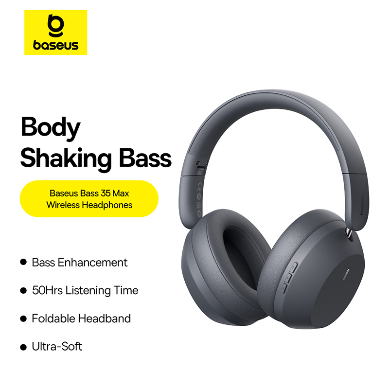 Бездротові накладні навушники Baseus Bass 35 Max Wireless Headphones Twilight Grey (A00070800821-00)
