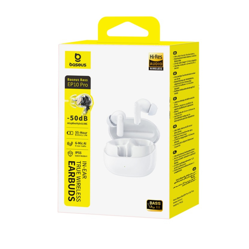 Бездротові навушники TWS Baseus Bass EP10 Pro In-Ear True Wireless Earbuds Moon White (A0010509)