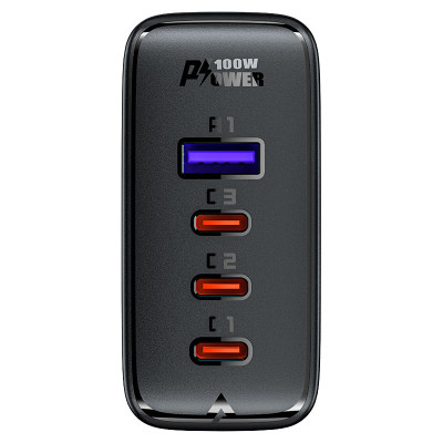 Мережевий зарядний пристрій ACEFAST A37 PD100W GaN (3*CUSB-C+USB-A) charger set Black (AFA37B) Мережевий зарядний пристрій ACEFAST A37 PD100W GaN (3*CUSB-C+USB-A) charger set Black (AFA37B)