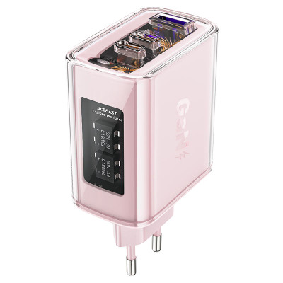 Мережевий зарядний пристрій ACEFAST A45 Sparkling series PD65W GaN (2*USB-C+USB-A) charger Cherry blossom (6974316282082)