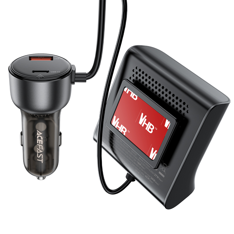 Автомобільний зарядний пристрій ACEFAST B11 138W Car Charger Splitter with Digital Display Black (6974316282488)