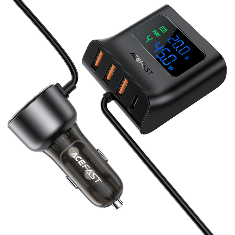 Автомобільний зарядний пристрій ACEFAST B11 138W Car Charger Splitter with Digital Display Black (6974316282488)