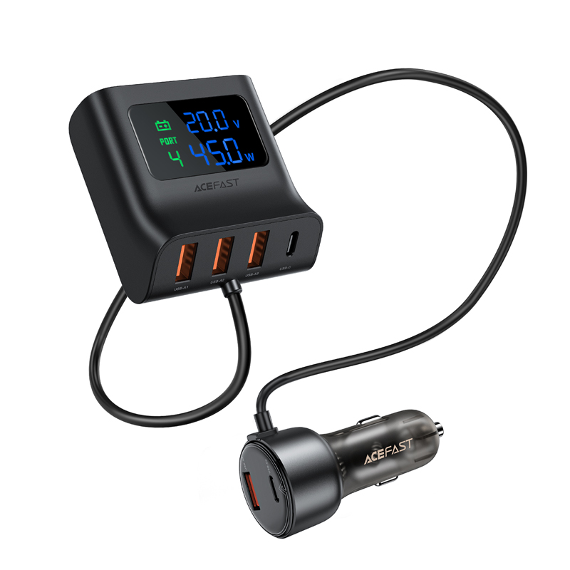 Автомобільний зарядний пристрій ACEFAST B11 138W Car Charger Splitter with Digital Display Black (6974316282488)