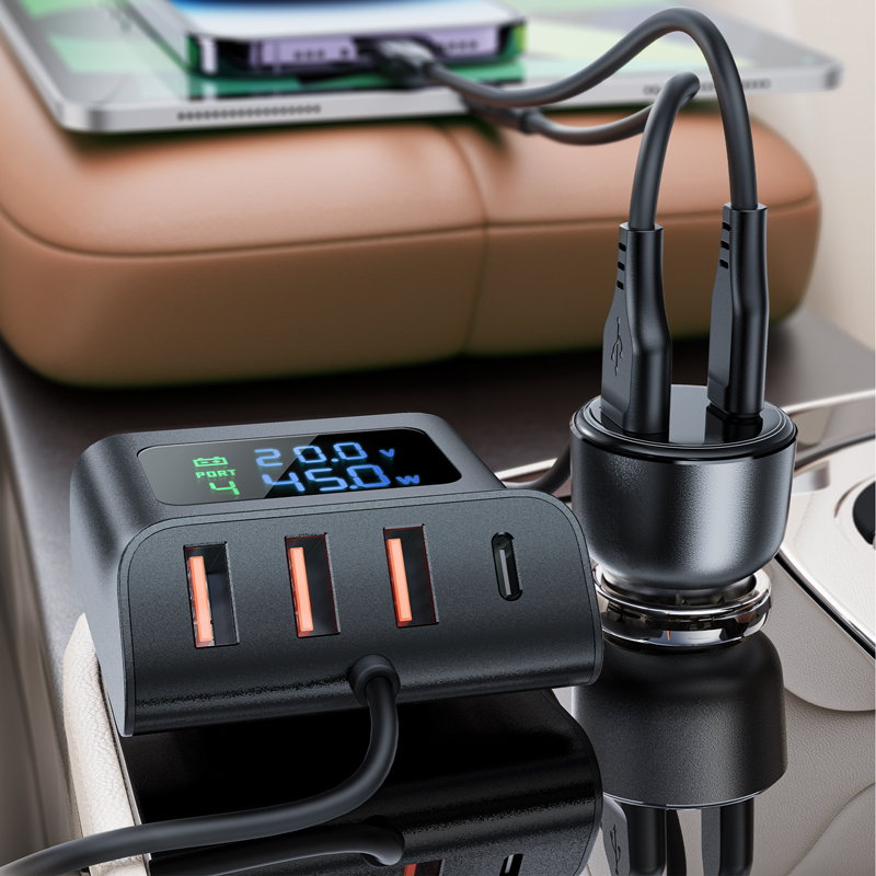 Автомобільний зарядний пристрій ACEFAST B11 138W Car Charger Splitter with Digital Display Black (6974316282488)