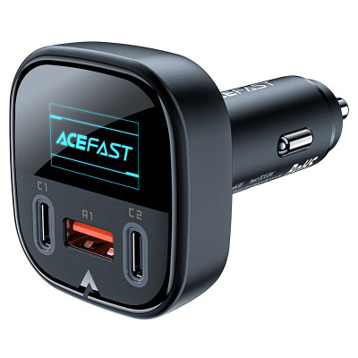 Автомобільний зарядний пристрій ACEFAST B5 101W (2C+A) metal car charger with OLED smart display (6974316281436)