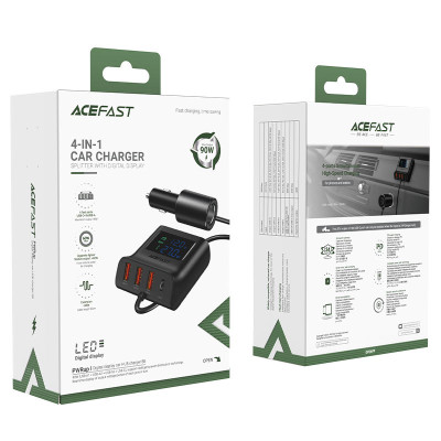 Автомобільний зарядний пристрій ACEFAST B8 digital display car HUB charger (6974316281078) Автомобільний зарядний пристрій ACEFAST B8 digital display car HUB charger (6974316281078)