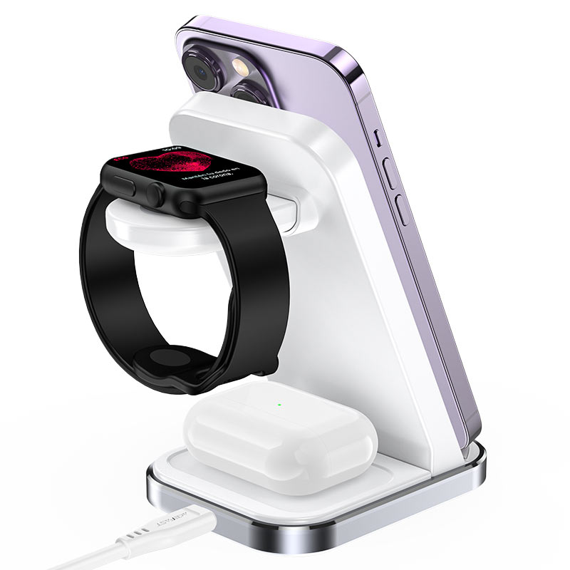 Бездротовий мультизарядний пристрій ACEFAST E15 desktop 3-in-1 wireless charging stand White (6974316281986)