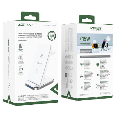 Бездротовий мультизарядний пристрій ACEFAST E15 desktop 3-in-1 wireless charging stand White (6974316281986) Бездротовий мультизарядний пристрій ACEFAST E15 desktop 3-in-1 wireless charging stand White (6974316281986)