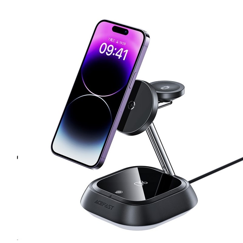 Бездротовий мультизарядний пристрій ACEFAST E16 desktop 3-in-1 wireless charging holder Black (6974316281917)