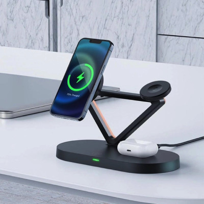 Бездротовий зарядний пристрій ACEFAST E9 desktop 3-in-1 wireless charging holder Black (AFE9) Бездротовий зарядний пристрій ACEFAST E9 desktop 3-in-1 wireless charging holder Black (AFE9)
