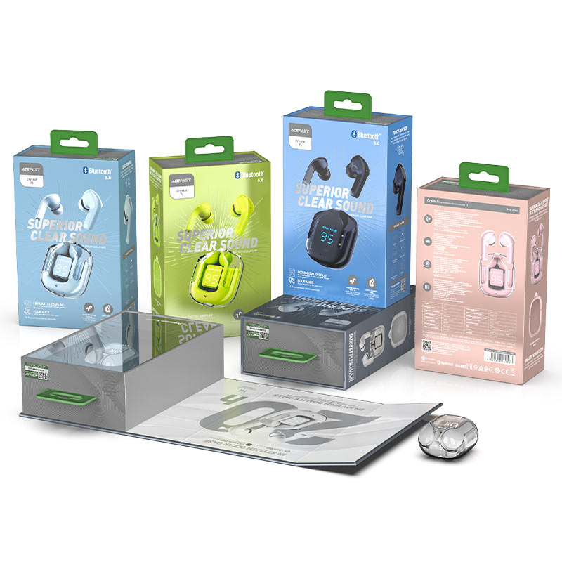 Бездротові навушники ACEFAST T6 True wireless stereo headset Ice Blue (6974316281559)