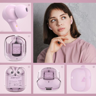 Бездротові навушники ACEFAST T6 True wireless stereo headset Pink Lotus (6974316281566)