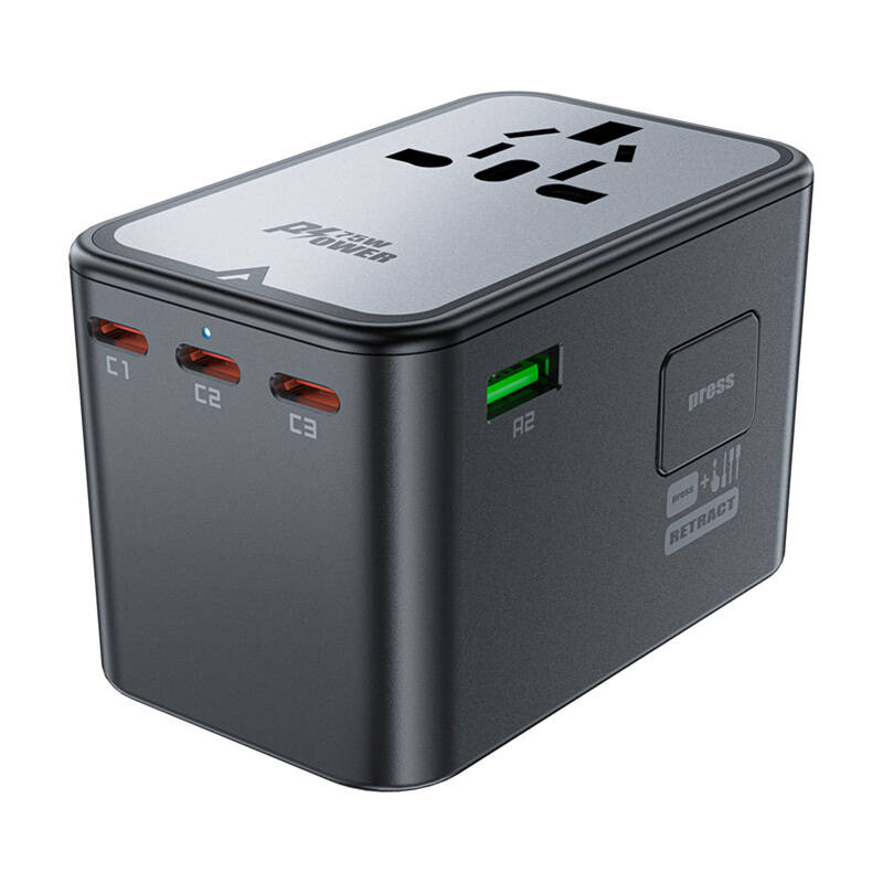 УЗП ACEFAST Z1 PD75W GaN (3*USB-C+2*USB-A) multifunctional charging adapter Black (6974316282495)