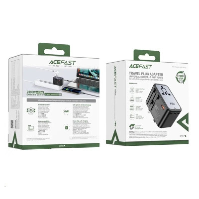 УЗП ACEFAST Z1 PD75W GaN (3*USB-C+2*USB-A) multifunctional charging adapter Black (6974316282495)