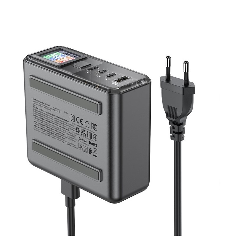 Мережевий зарядний пристрій ACEFAST Z4 PD218W GaN (3*USB-C+USB-A) desktop charging adapter,space Gray (6974316282587)