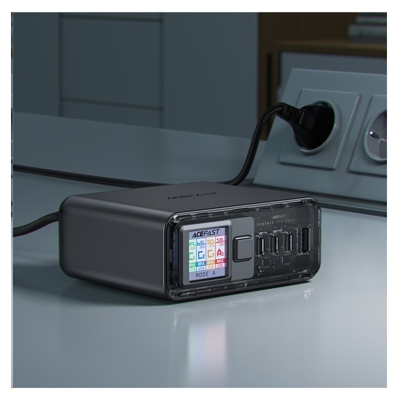 Мережевий зарядний пристрій ACEFAST Z4 PD218W GaN (3*USB-C+USB-A) desktop charging adapter,space Gray (6974316282587)