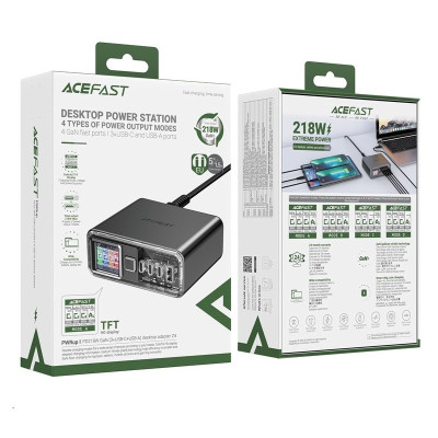 Мережевий зарядний пристрій ACEFAST Z4 PD218W GaN (3*USB-C+USB-A) desktop charging adapter,space Gray (6974316282587)