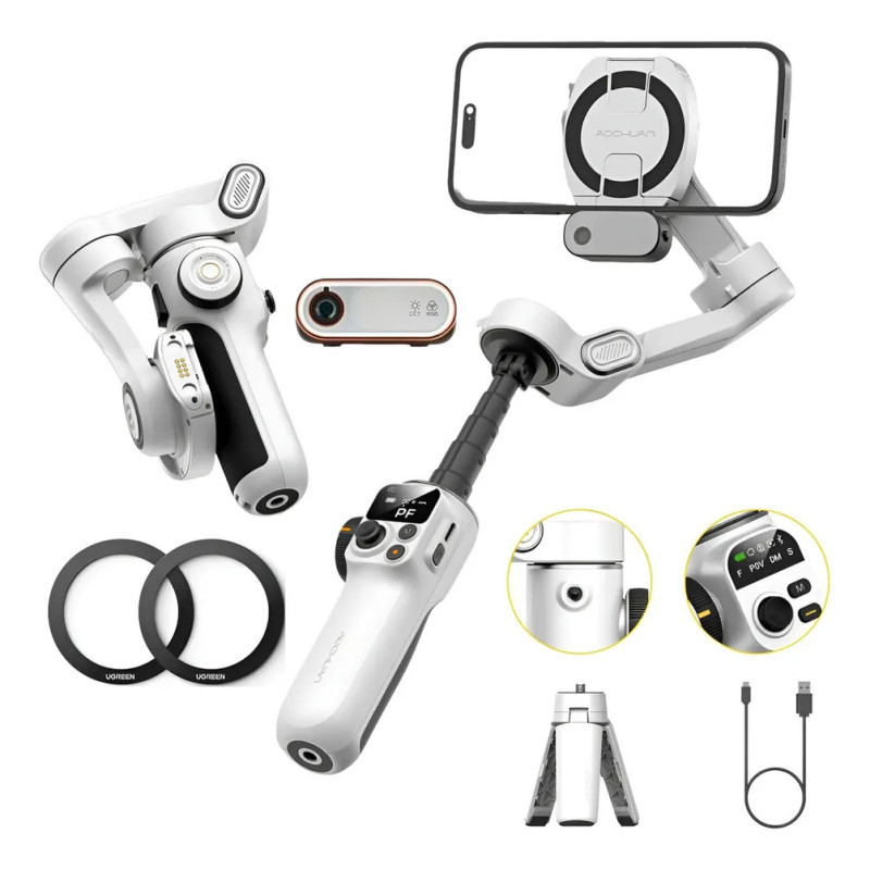 Триосьовий стабілізатор AOCHUAN Professional Gimbal Stabilizer for Smartphone SMART P2 White (AOCHUAN-SMARTP2-W)