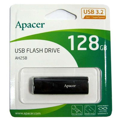 Флеш-накопичувач Apacer USB 3.2 Gen 1 AH25B 128Gb Black (AP128GAH25BB-1) Флеш-накопичувач Apacer USB 3.2 Gen 1 AH25B 128Gb Black (AP128GAH25BB-1)