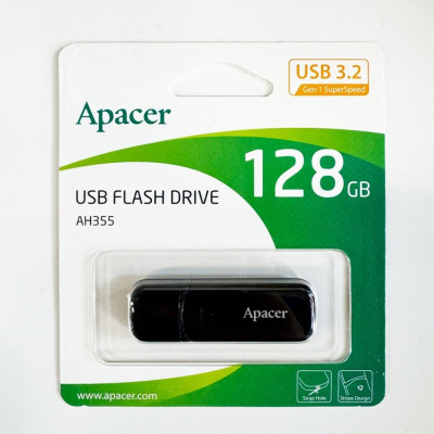 Флеш-накопичувач Apacer USB 3.2 Gen 1 AH355 128Gb Black (AP128GAH355B-1) Флеш-накопичувач Apacer USB 3.2 Gen 1 AH355 128Gb Black (AP128GAH355B-1)