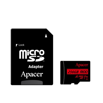Карта пам'яті microSDXC (UHS-1) Apacer 256Gb class 10 V10 A1 R100MB/s (adapter SD) (AP256GMCSX10UB-R)