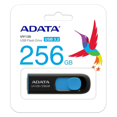 Флеш-накопичувач ADATA USB 3.2 UV 128 256Gb Black/Blue (AUV128-256G-RBE)