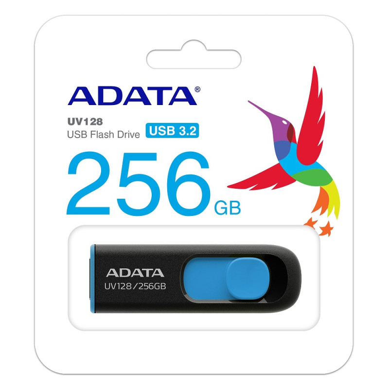 Флеш-накопичувач ADATA USB 3.2 UV 128 256Gb Black/Blue (AUV128-256G-RBE)