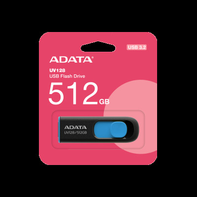 Флеш-накопичувач ADATA USB 3.2 UV 128 512Gb Black/Blue (AUV128-512G-RBE)