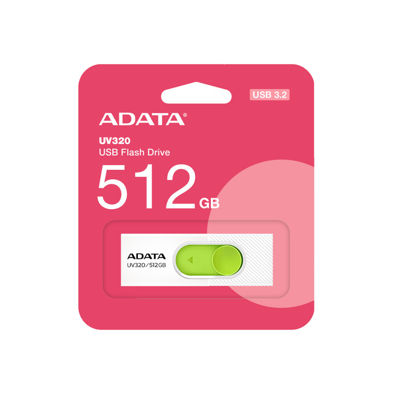 Флеш-накопичувач ADATA USB 3.2 AUV 320 512Gb White/Green (AUV320-512G-RWHGN)