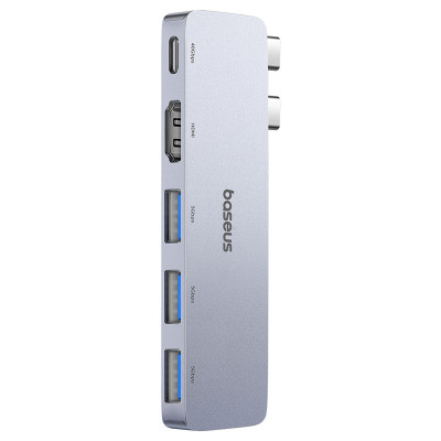USB-хаб Baseus UltraJoy Series 5-Port HUB Space Grey (USB-C*2 to USB-C 40Gbps*1+HDMI 4K@30Hz*1+USB3.0*3） (B00052801811-04)
