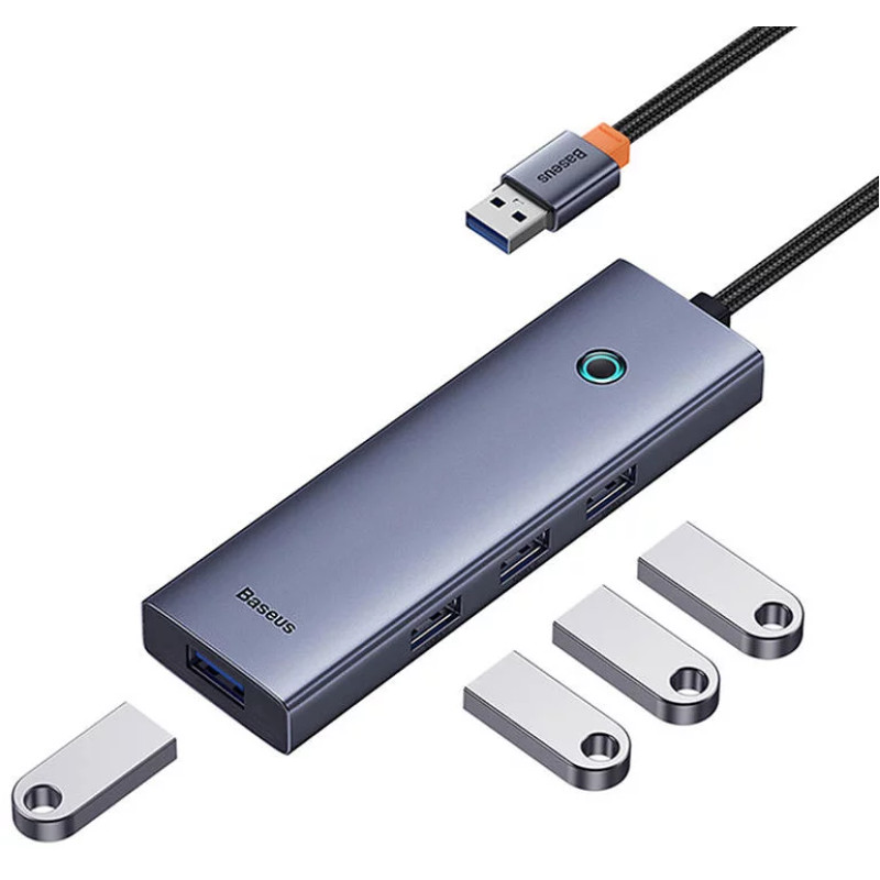 USB-хаб Baseus UltraJoy Series 4-Port HUB Space Grey（USBA to USB3.0*4） (B0005280A813-02)