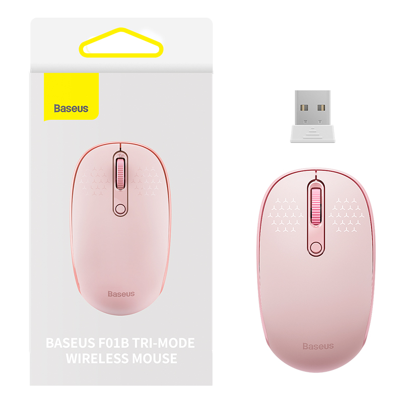 Маніпулятор миша бездротова Baseus F01B Tri-Mode Wireless Mouse Baby Pink (B01055503413-00)