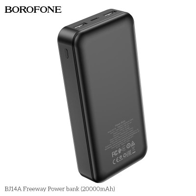 Зовнішній акумулятор BOROFONE BJ14A Freeway Power bank 20000mAh Black (6931474750334) Зовнішній акумулятор BOROFONE BJ14A Freeway Power bank 20000mAh Black (6931474750334)