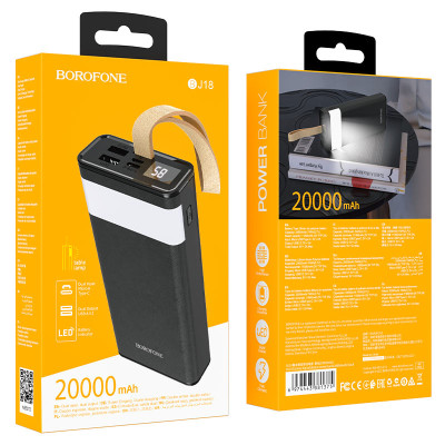 Зовнішній акумулятор BOROFONE BJ18 Coolmy digital display power bank 20000mAh Black (6974443381375) Зовнішній акумулятор BOROFONE BJ18 Coolmy digital display power bank 20000mAh Black (6974443381375)