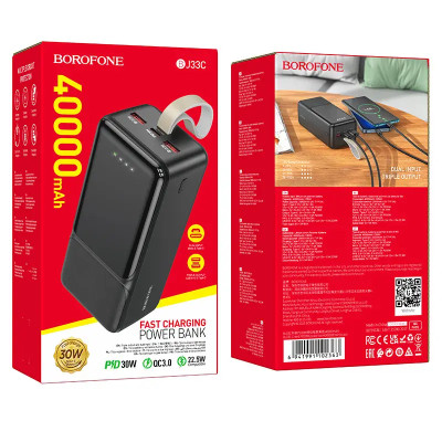 Зовнішній акумулятор BOROFONE BJ33C Creed PD30W power bank(40000mAh) Black (6941991102363) Зовнішній акумулятор BOROFONE BJ33C Creed PD30W power bank(40000mAh) Black (6941991102363)