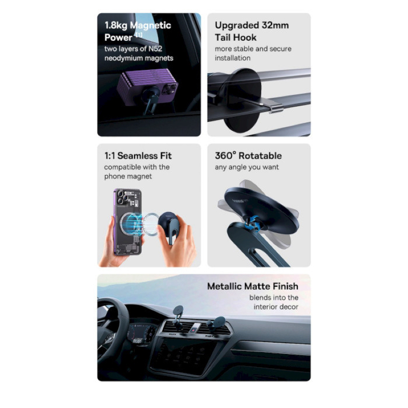 Автотримач для телефона Baseus MagPro Series Magnetic Car Mount Cosmic Black (C40161200121-00)
