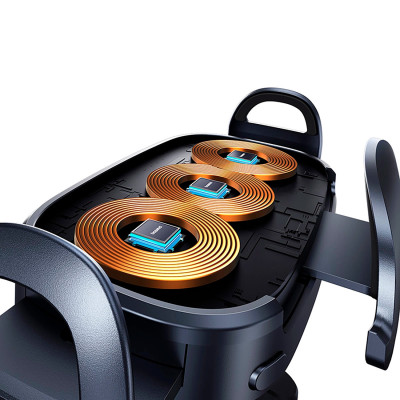 Автотримач для телефона з БЗП Baseus LightChaser Series Triple-Coil Wireless Charging Electric Car Mount Cluster Black (C40355901111-00) Автотримач для телефона з БЗП Baseus LightChaser Series Triple-Coil Wireless Charging Electric Car Mount Cluster Black (C40355901111-00)