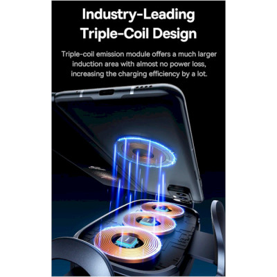 Автотримач для телефона з БЗП Baseus LightChaser Series Triple-Coil Wireless Charging Electric Car Mount Cluster Black (C40355901111-00) Автотримач для телефона з БЗП Baseus LightChaser Series Triple-Coil Wireless Charging Electric Car Mount Cluster Black (C40355901111-00)