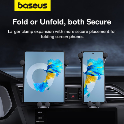 Автотримач для телефона Baseus UltraControl Mega Series Folding Screen Phone Car Mount Cluster Black (C40465400111-00) Автотримач для телефона Baseus UltraControl Mega Series Folding Screen Phone Car Mount Cluster Black (C40465400111-00)