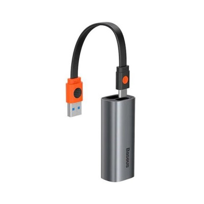 USB-хаб Baseus Steel Cannon Series USB A & Type-C Bidirectional Gigabit LAN Adapter Dark grey (CAHUB-AF0G)