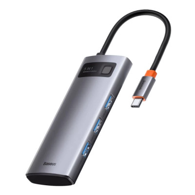 USB-хаб Baseus Metal Gleam Series 5-in-1 Multifunctional （Type-C to HDMI*1+USB3.0*3+PD*1) (CAHUB-CX0G)