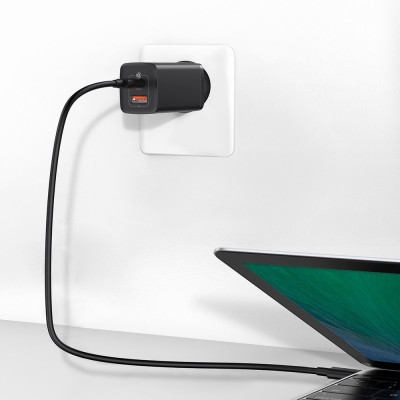 Мережевий зарядний пристрій Baseus GaN2 Lite Quick Charger C+U 65W EU Black (CCGAN2L-B01)