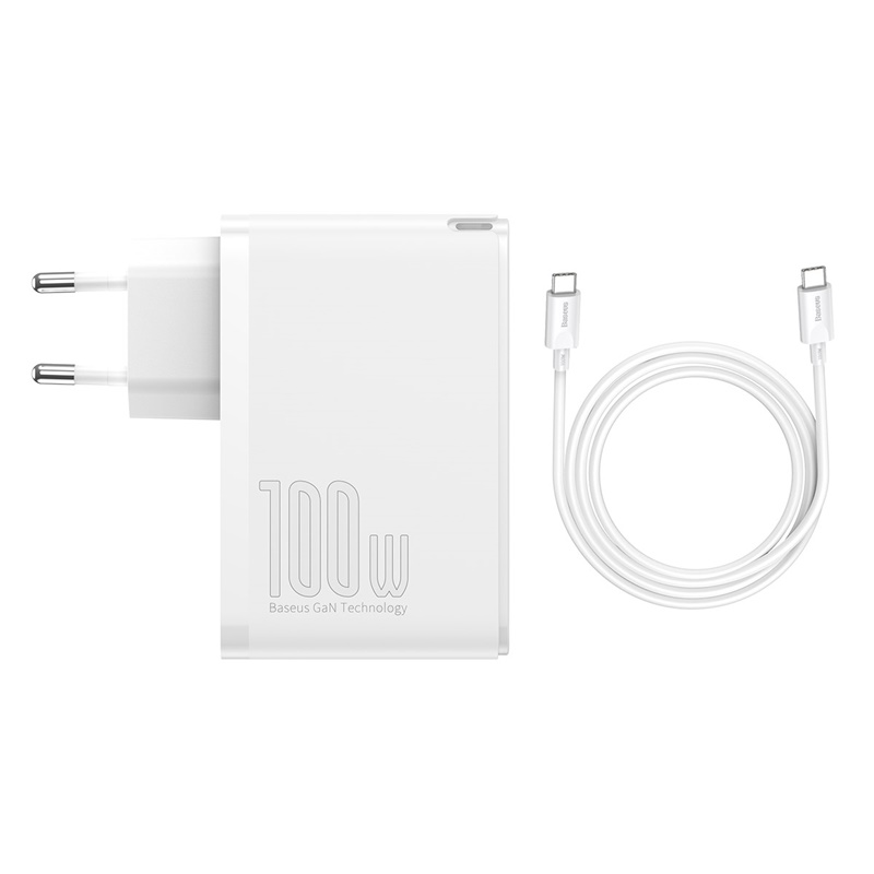Мережевий зарядний пристрій Baseus GaN2 Pro Quick Charger 2C+2U 100W EU White (CCGAN2P-L02)