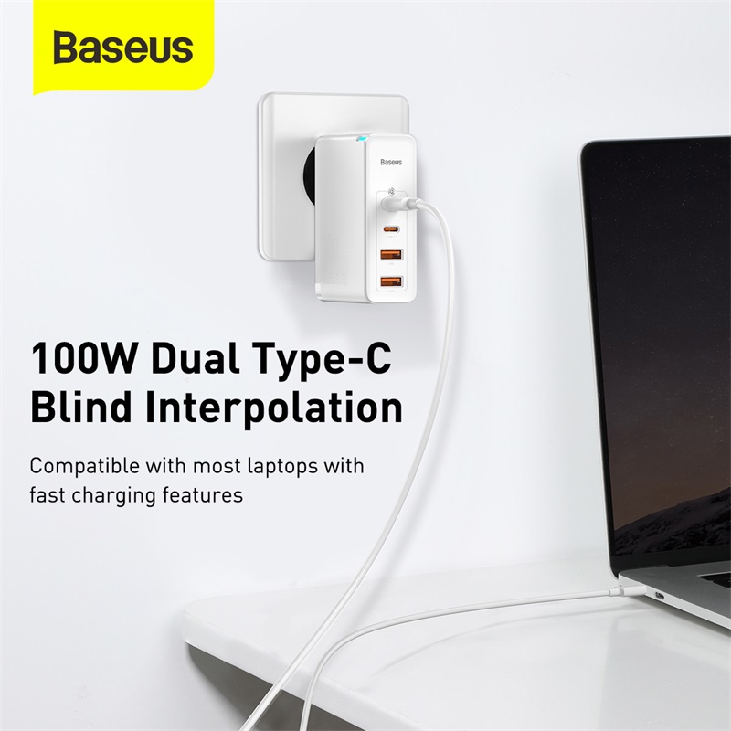 Мережевий зарядний пристрій Baseus GaN2 Pro Quick Charger 2C+2U 100W EU White (CCGAN2P-L02)