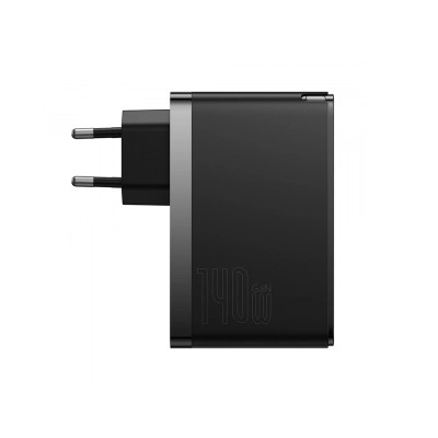 Мережевий зарядний пристрій з кабелем Baseus GaN5 Pro Fast Charger 2C+U 140W Black(With Superior Fast Charging Data Cable C to C 240W (CCGP100201)