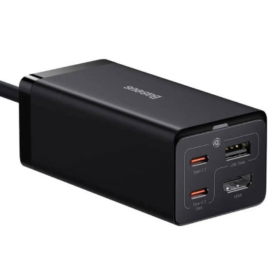 Мережевий зарядний пристрій Baseus GaN5 Pro Desktop Fast Charger 1U+2C+HDMI 67W with 1.5m power cord EU Black (CCGP110201)