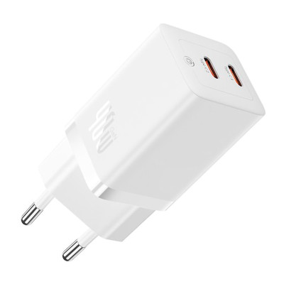 Мережевий зарядний пристрій Baseus GaN5 Pro Fast Charger C+C 40W EU White (CCGP180102)